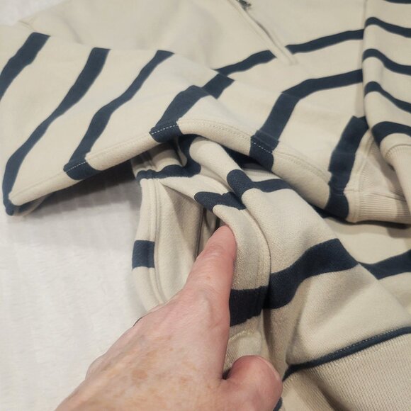Abercrombie & Fitch Women's Blue & Lt Beige Striped 1/4 Zip Sweatshirt - Size S - Picture 7 of 13